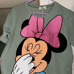 Grey Minnie Mouse shirt with shiny bling sequins
